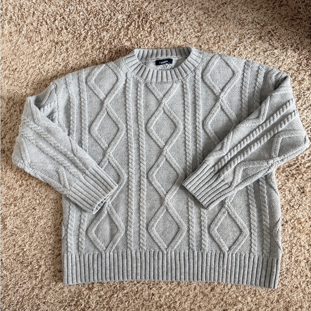 Gray Cable Knit Sweater